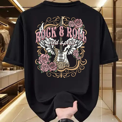 Guitar Lover Shirt, Funny Guitar UnisexT-Shirt/Hoodie/Sweatshirt HLT00 - Vintage Rock n Roll Wild Spirit Lets Rock Guitar Floral T-Shirt