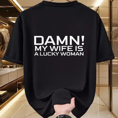 Best Wife Shirt, Wife and Husband Unisex T-Shirt/Hoodie/Sweatshirt HLT00 - Gift for wife T shirt, lucky wife   My Wife Is A Lucky Woman Funny Husband Father's Day Married T-Sh