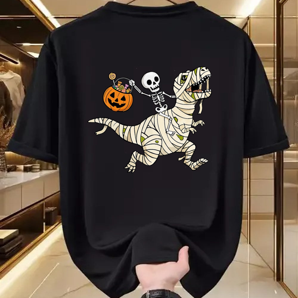 Best Dinosaur Lover Shirt, Funny Dinosaur UnisexT-Shirt/Hoodie/Sweatshirt HLT00 - Boys Halloween Skeleton Riding Dinosaur Mummy Trex Kids T-Shirt