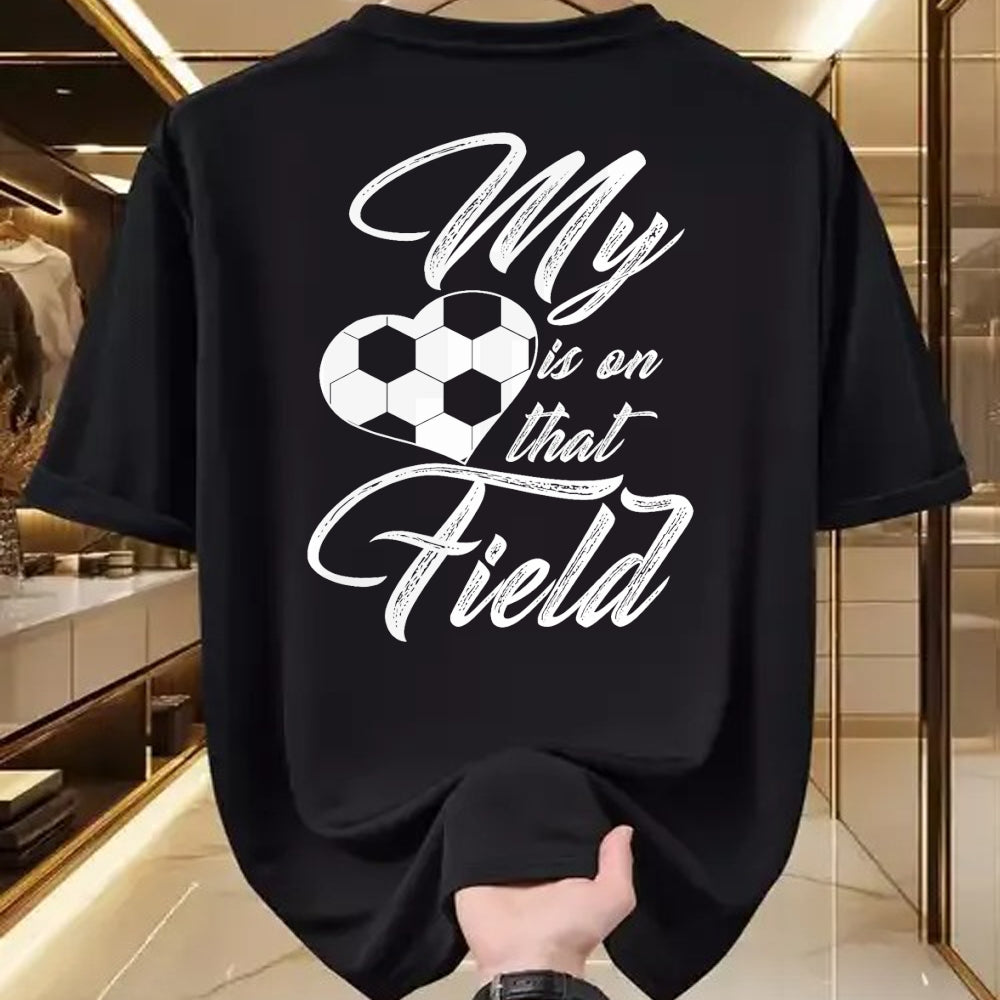 Gift for Mom Shirt, Funny Mom Unisex T-Shirt/Hoodie/Sweatshirt HLT00 - My Heart Is On That Soccer Field Funny Men Women Kids T-Shirt