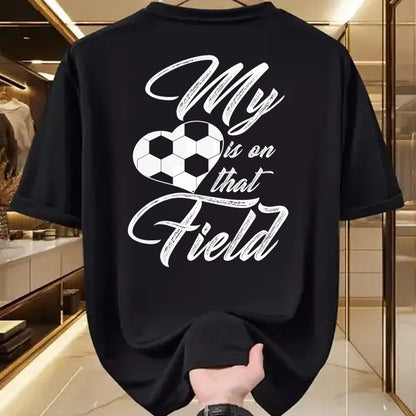Gift for Mom Shirt, Funny Mom Unisex T-Shirt/Hoodie/Sweatshirt HLT00 - My Heart Is On That Soccer Field Funny Men Women Kids T-Shirt