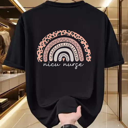 Funny Nurse Shirt, Nurse Unisex T-Shirt/Hoodie/Sweatshirt HLT00 - Nicu Nurse Neonatal Nurse Labor And Delivery Leopard Rainbow T-Shirt