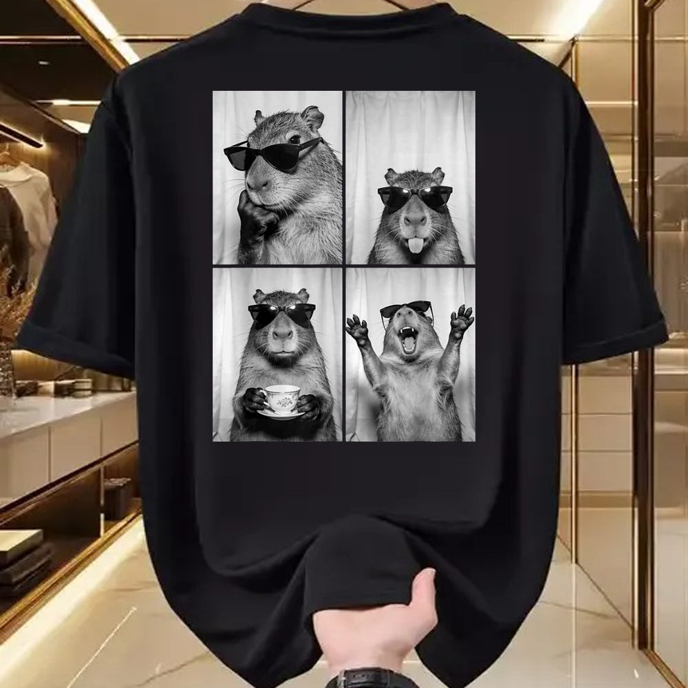 Cute Capybara Shirt, Funny Capybara Unisex T-Shirt/Hoodie/Sweatshirt HLT00 - Funny Capybara Photobooth, Capybara with Sunglasses, Rodent T-Shirt, Women, Black, X-Small