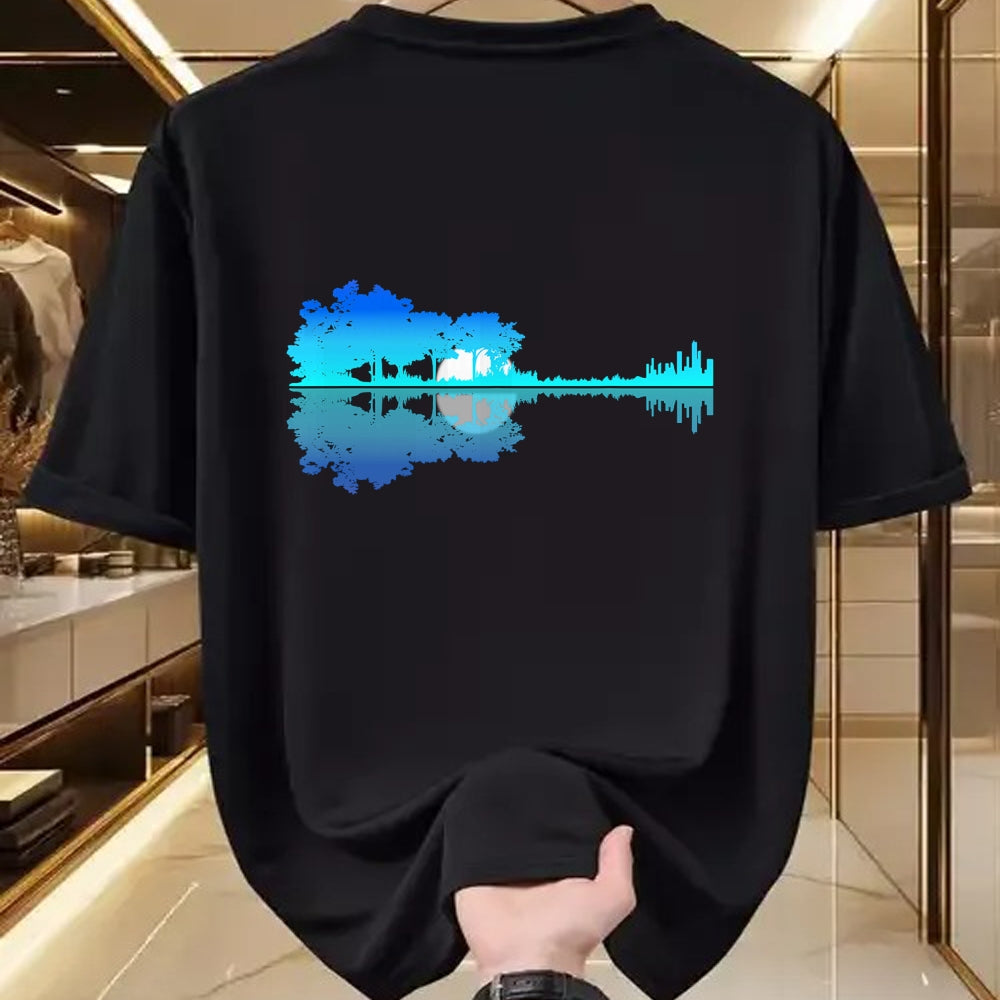 Guitar Lover Shirt, Funny Guitar UnisexT-Shirt/Hoodie/Sweatshirt HLT00 - Guitar Lake Shadow Love Guitar Musician T-Shirt (1)