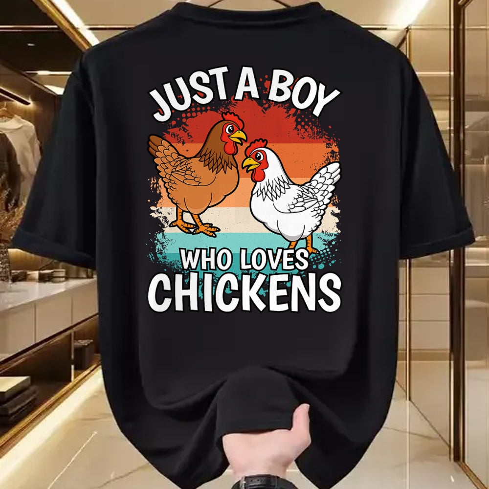 Best Farmer Life Shirt, Funny Farmer UnisexT-Shirt/Hoodie/Sweatshirt HLT00 - Just A Boy Who Loves Chickens Retro Farmer Farming Boys Kids T-Shirt