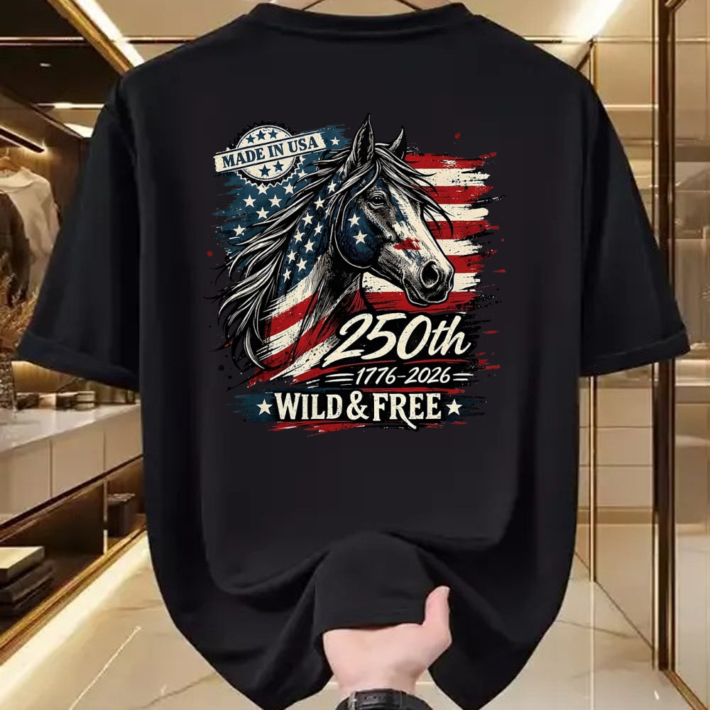 Best Horse Lover Shirt , Funny Horse UnisexT-Shirt/Hoodie/Sweatshirt HLT00 - America 250th Horse USA Flag Independence 1776-2026 Western T-Shirt, Men, Black, 3X-Large