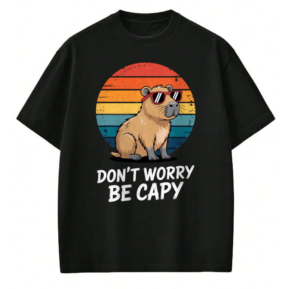 Cute Capybara Shirt, Funny Capybara Unisex T-Shirt/Hoodie/Sweatshirt HLT00 - Don_t Worry Be Capy Relaxed Capybara Lovers Summer Vibes T-Shirt