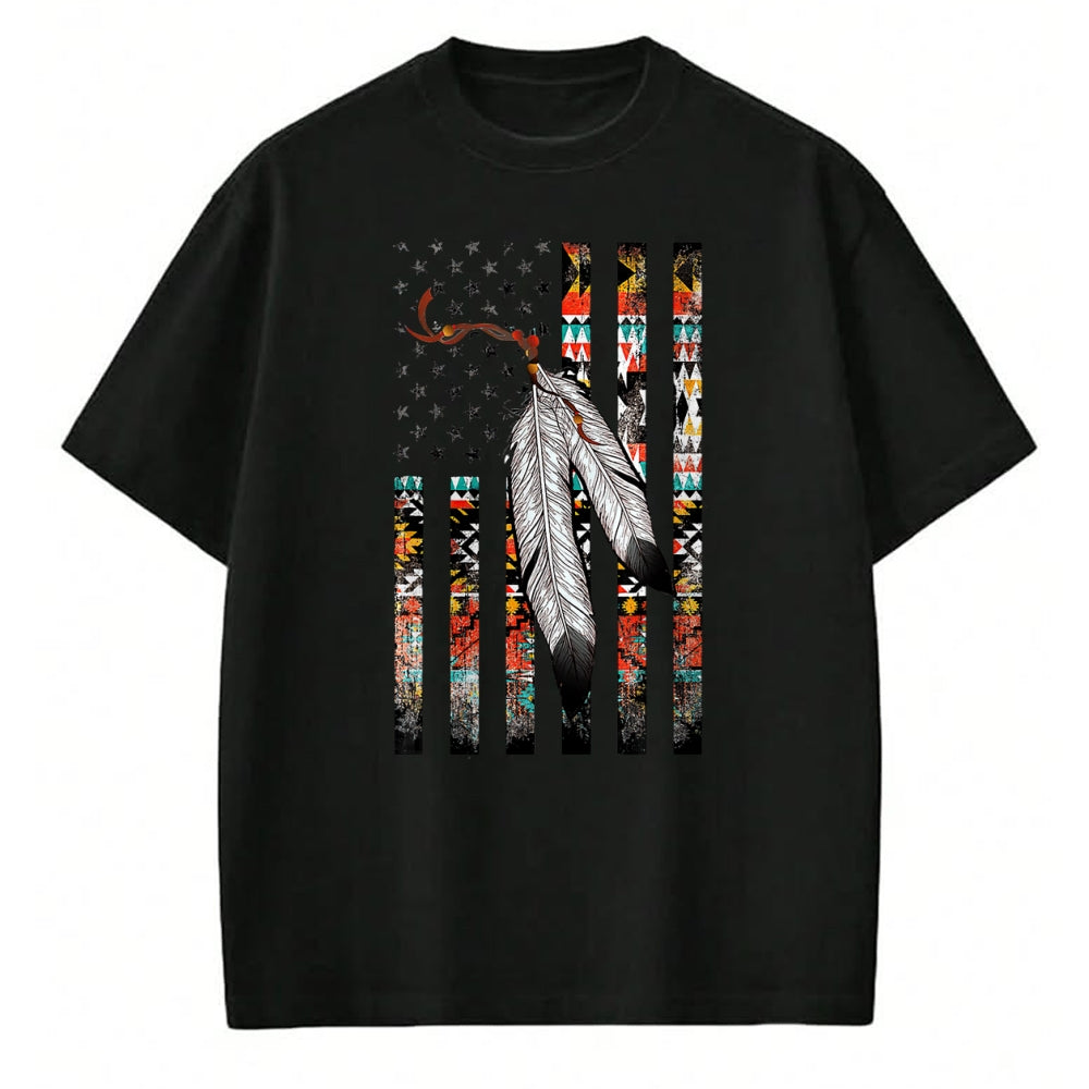 Native American T-Shirts, Vintage Native American Unisex T-Shirt/Hoodie/Sweatshirt HLT00 - Native American Justice Day Shirt, Tribe Feather Flag