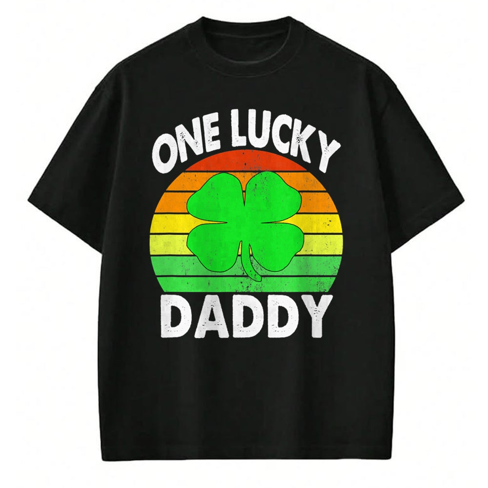 Gift for Dad Shirt, Funny Dad Unisex T-Shirt/Hoodie/Sweatshirt HLT00 – One Lucky Dad Funny Father Irish Clovers St Patrick_s Day T-Shirt