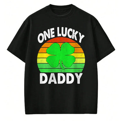 Gift for Dad Shirt, Funny Dad Unisex T-Shirt/Hoodie/Sweatshirt HLT00 – One Lucky Dad Funny Father Irish Clovers St Patrick_s Day T-Shirt