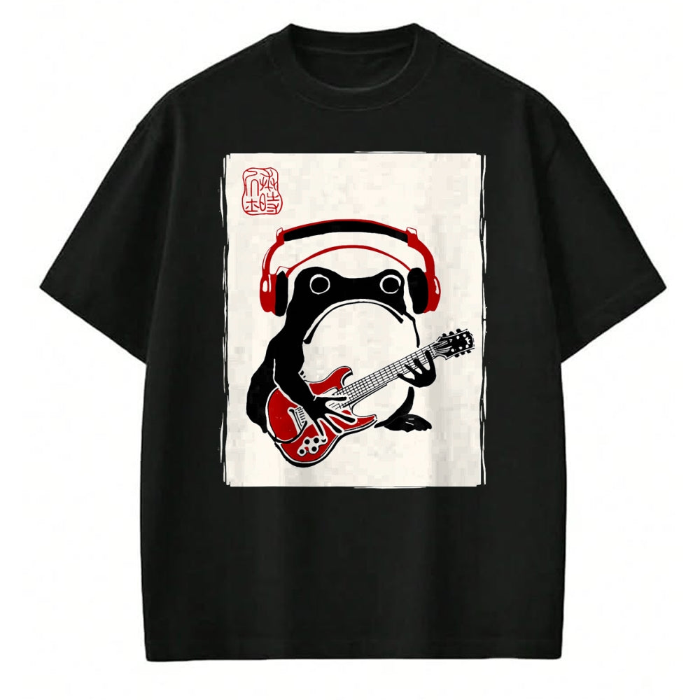 Guitar Lover Shirt, Funny Guitar UnisexT-Shirt/Hoodie/Sweatshirt HLT00 - Funny Grumpy Frog Guitar Rock Music Kawaii Japanese T-Shirt