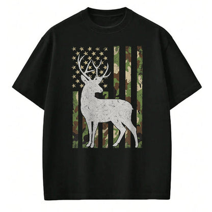 Funny Hunting Shirt, Gift For Hunting Lover Unisex T-Shirt/Hoodie/Sweatshirt HLT00 - Whitetail Buck Deer Hunting Camouflage USA Flag 4th of July T-Shirt
