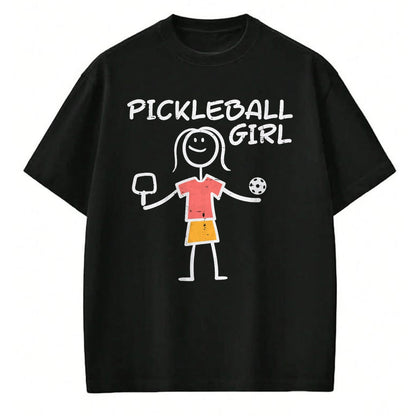 Funny Pickleball Shirt, Pickleball Lover Unisex T-Shirt/Hoodie/Sweatshirt HLT00 - Pickleball Girl Stickman Pickle Ball Women Girls Kids Youth T-Shirt