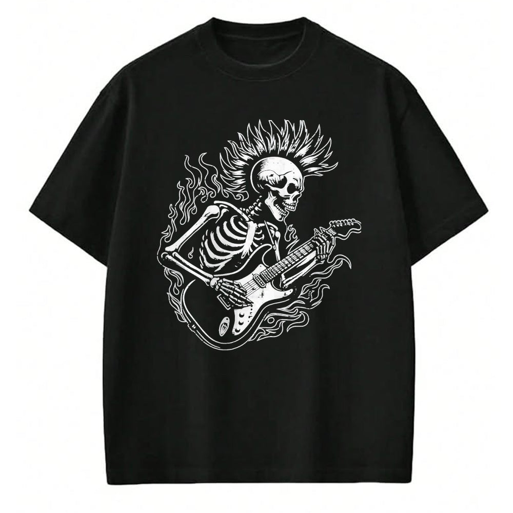 Guitar Lover Shirt, Funny Guitar UnisexT-Shirt/Hoodie/Sweatshirt HLT00 - Punk Rock Skeleton Electric Guitar Rocker Men Boys Kids T-Shirt, Men, Black, Large