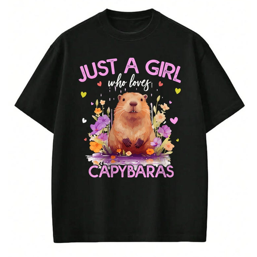 Cute Capybara Shirt, Funny Capybara Unisex T-Shirt/Hoodie/Sweatshirt HLT00 - Just A Girl Who Loves Capybaras For Women Girls T-Shirt
