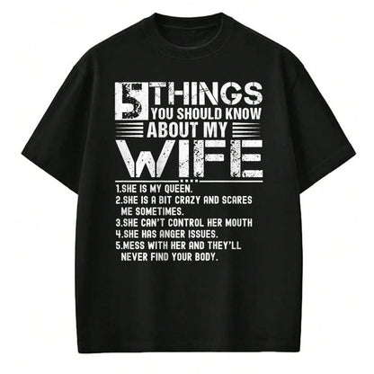 Best Wife Shirt, Wife and Husband Unisex T-Shirt/Hoodie/Sweatshirt HLT00 - 5 Things You Should Know About My Wife (On Back) husband T-Shirt