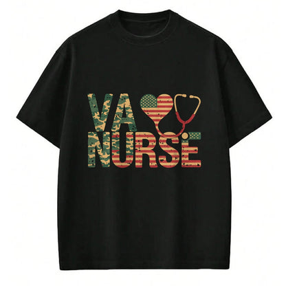 Proud Veteran Shirt, Funny Veteran UnisexT-Shirt/Hoodie/Sweatshirt HLT00 - VA Nurse Stethoscope Heart American Flag Camouflage Retro T-Shirt