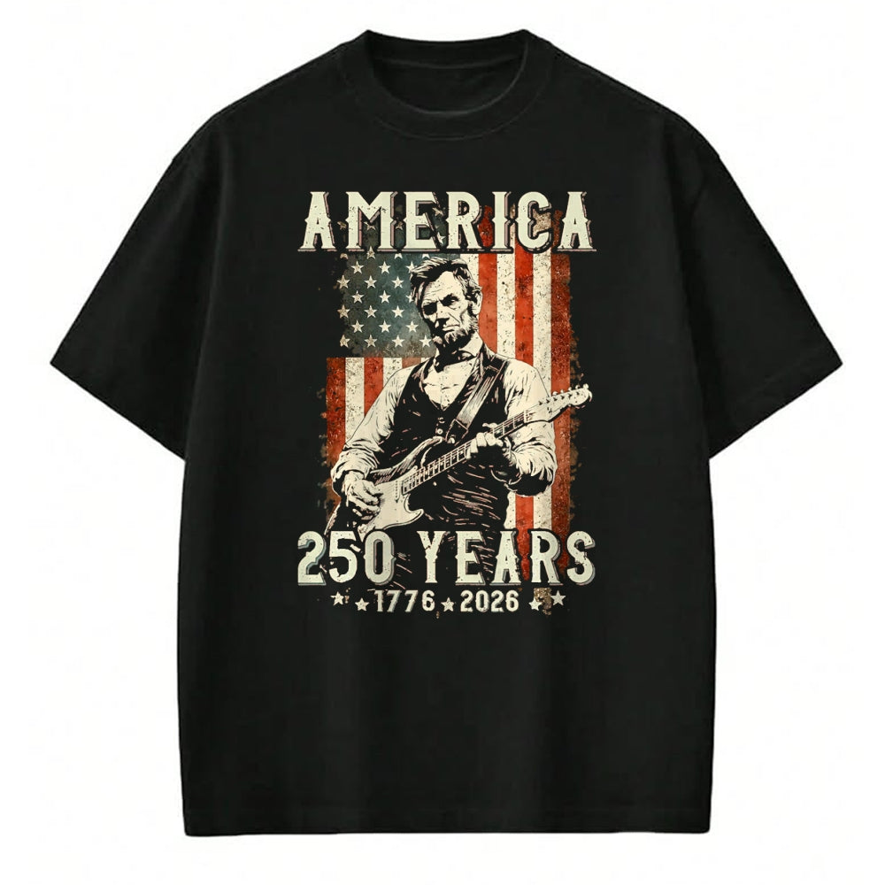 Guitar Lover Shirt, Funny Guitar UnisexT-Shirt/Hoodie/Sweatshirt HLT00 - Vintage Abraham Lincoln Abe Lincoln Playing Guitar 250 Years T-Shirt, Men, Black, 3X-Large
