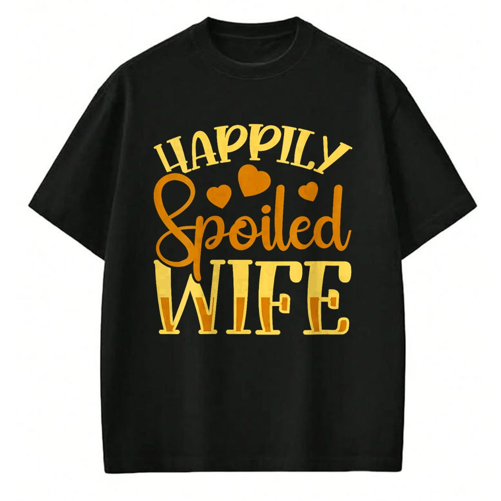 Best Wife Shirt, Wife and Husband Unisex T-Shirt/Hoodie/Sweatshirt HLT00 - Gift for wife T shirt, spoiled wife   Womens Funny Wife Happily Spoiled Wife V-Neck T-Shirt (1)