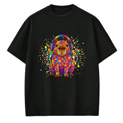 Cute Capybara Shirt, Funny Capybara Unisex T-Shirt/Hoodie/Sweatshirt HLT00 - Funny Capybara Dots Art Animal Lovers Students Boys Girls T-Shirt (2)