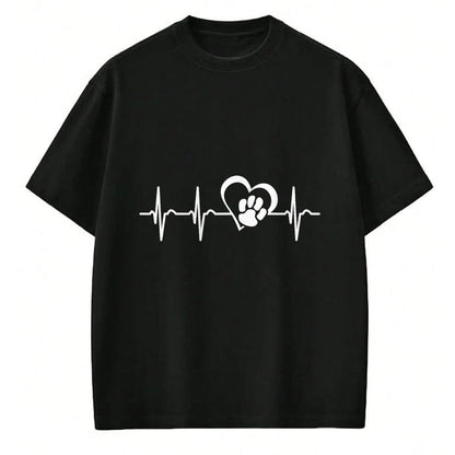 Dog Love Shirt, Dog Lover Gift T-Shirt/Hoodie/Sweatshirt HLT00 - Heartbeat dog paw heart dog love T-Shirt