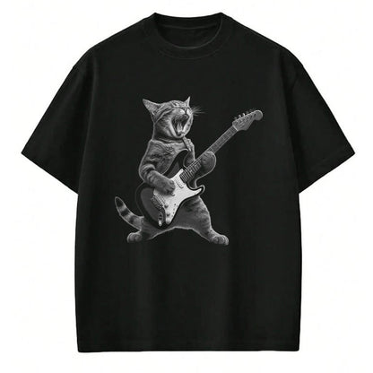 Guitar Lover Shirt, Funny Guitar UnisexT-Shirt/Hoodie/Sweatshirt HLT00 - Funny Cat Playing Guitar Rock and Roll Gifts Men Women Kid T-Shirt