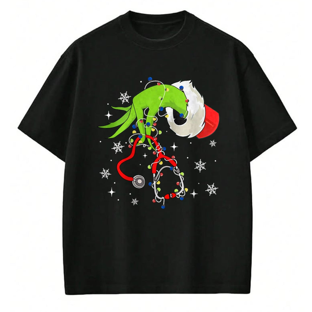 Funny Nurse Shirt, Nurse Unisex T-Shirt/Hoodie/Sweatshirt HLT00 - Nurse Christmas Stethoscope Nurses Xmas Pajamas Santa Women T-Shirt