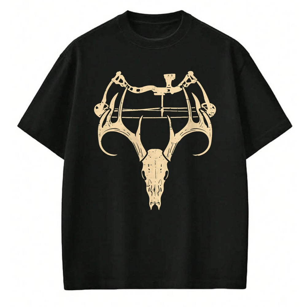 Funny Hunting Shirt, Gift For Hunting Lover Unisex T-Shirt/Hoodie/Sweatshirt HLT00 - Deer Skull Compound Bow Retro Hunting Archery Dad Archer T-Shirt