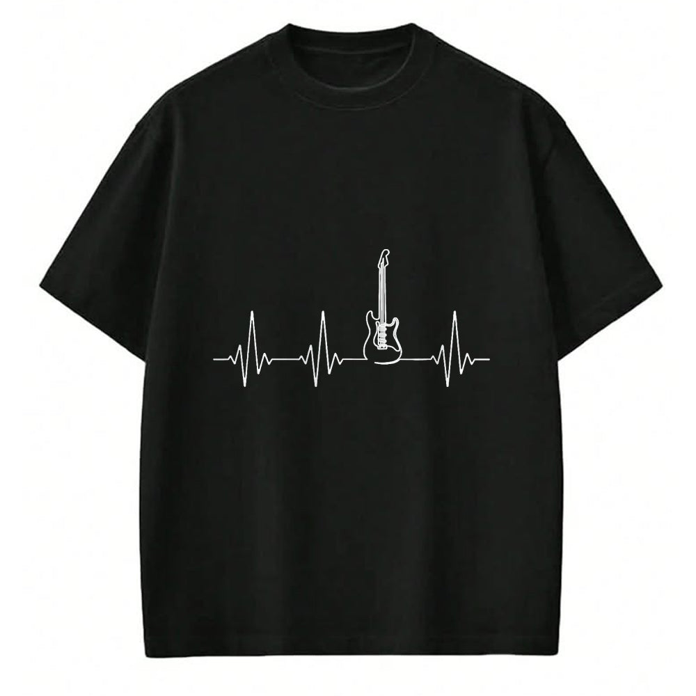 Guitar Lover Shirt, Funny Guitar UnisexT-Shirt/Hoodie/Sweatshirt HLT00 - Guitar Heartbeat Music Instrument for Guitarist T-Shirt, Men, Black, 3X-Large