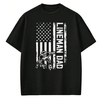 Gift for Dad Shirt, Funny Dad Unisex T-Shirt/Hoodie/Sweatshirt HLT00 – Football Line Dad Of A Football Lineman Father US Flag T-Shirt