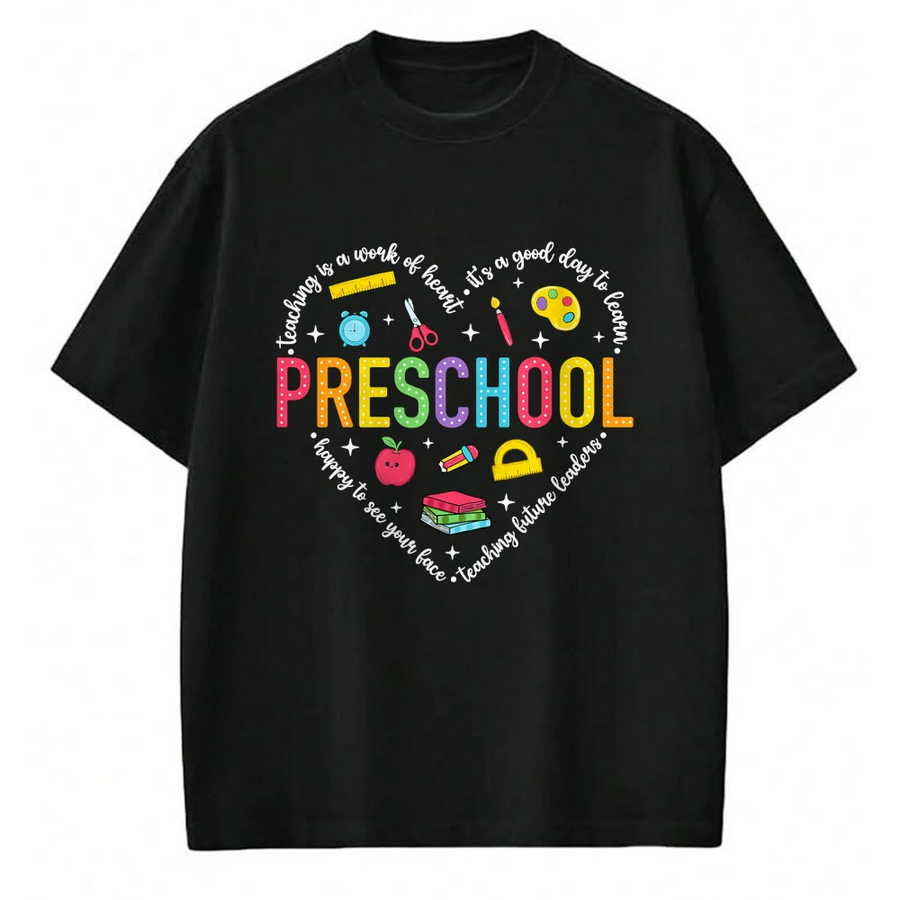 Best Teacher Shirt, Funny Teacher UnisexT-Shirt/Hoodie/Sweatshirt HLT00 - Preschool Teacher Pre-K Heart First Day of Preschool Kids T-Shirt (1)