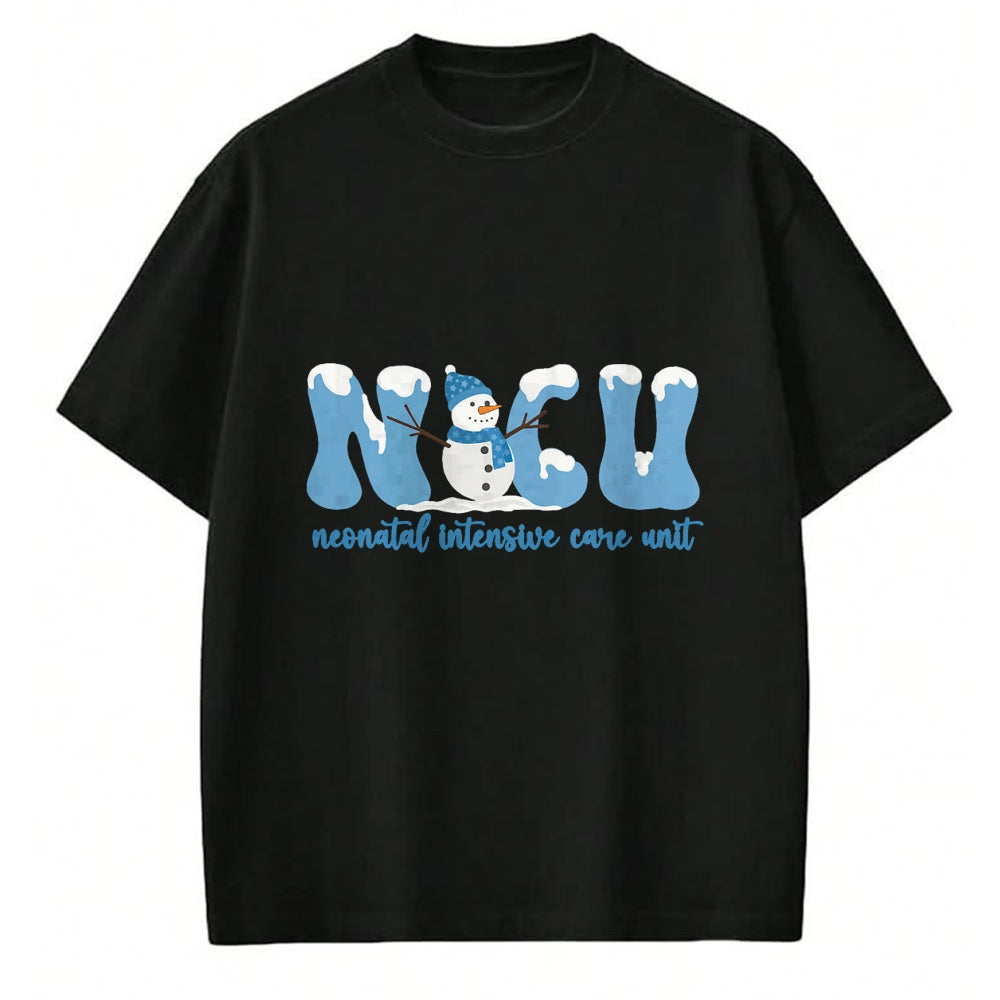 Funny Nurse Shirt, Nurse Unisex T-Shirt/Hoodie/Sweatshirt HLT00 - Winter NICU Nurse Xmas Snowman Neonatal Intensive Care Unit T-Shirt