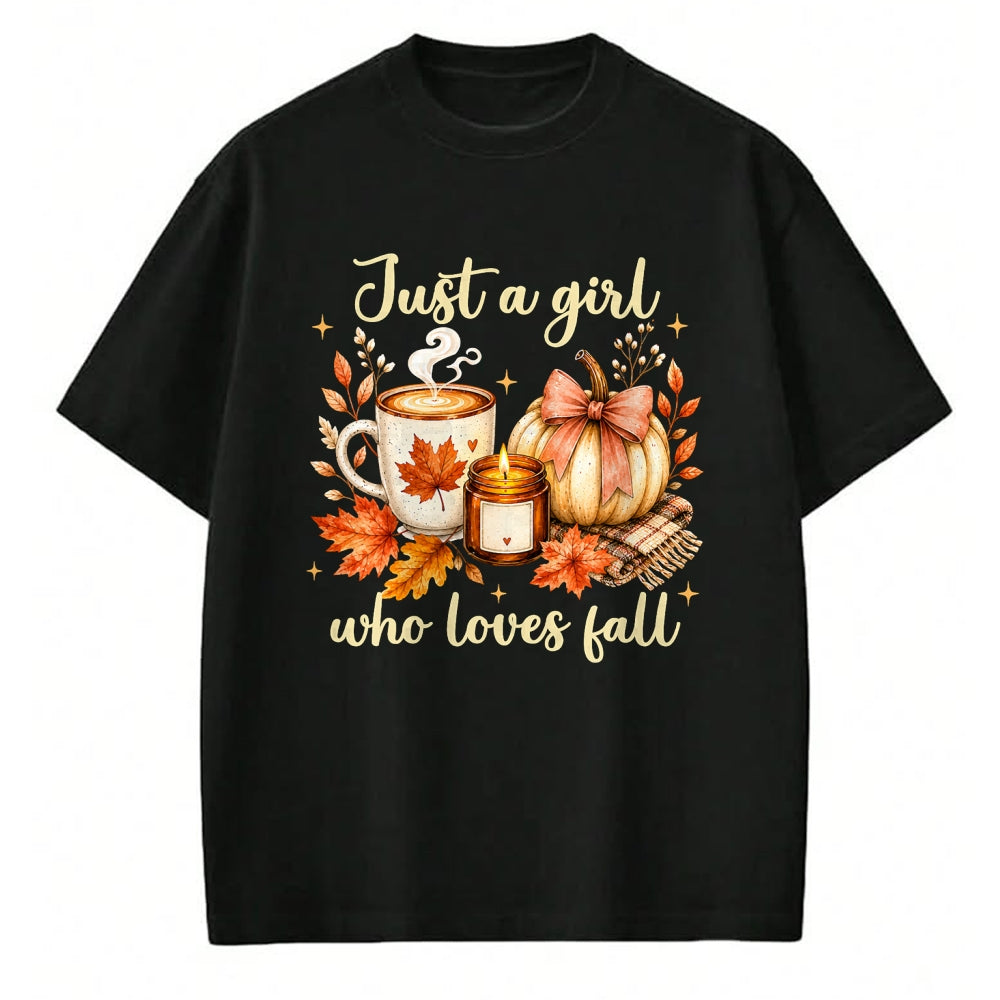 Best Thanksgiving Family Shirt , Funny Thanksgiving UnisexT-Shirt/Hoodie/Sweatshirt HLT00 - Just A Girl Who Loves Fall Pumpkin Autumn Leaves Women Girls T-Shirt