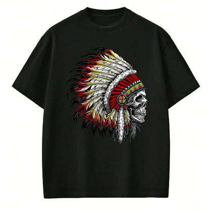 Native American T-Shirts, Vintage Native American Unisex T-Shirt/Hoodie/Sweatshirt HLT00 - Native American Indian Chief Skull Motorcycle Headdress