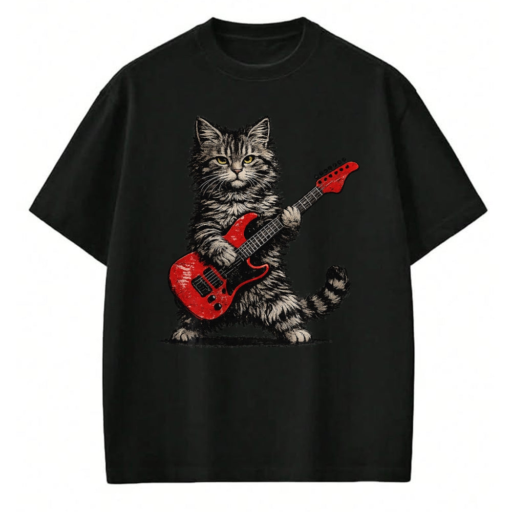 Guitar Lover Shirt, Funny Guitar UnisexT-Shirt/Hoodie/Sweatshirt HLT00 - Funny Cat Playing Guitar Rock and Roll Gifts Men Women Kids T-Shirt (5)