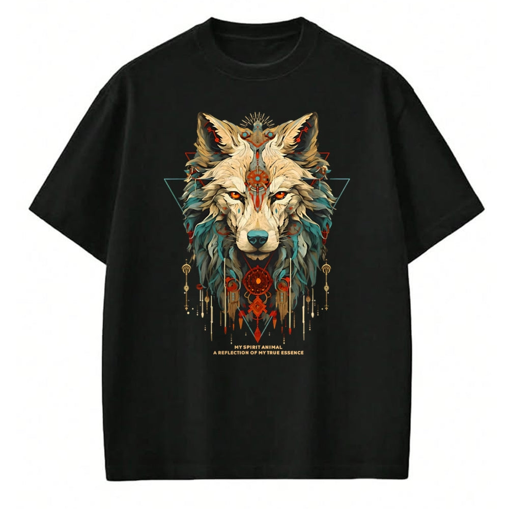 Native American T-Shirts, Vintage Native American Unisex T-Shirt/Hoodie/Sweatshirt HLT00 - Wolf Spirit Animal Sacred Shaman Native American Clan (1)