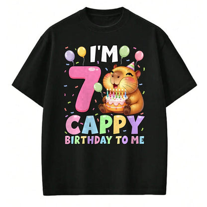 Cute Capybara Shirt, Funny Capybara Unisex T-Shirt/Hoodie/Sweatshirt HLT00 - Kawaii Girl Capybara 7th Birthday to Me Balloons Capy Cake T-Shirt