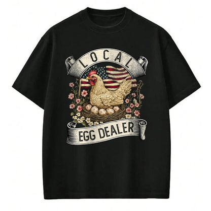 Best Farmer Life Shirt, Funny Farmer UnisexT-Shirt/Hoodie/Sweatshirt HLT00 - Local Egg Dealer  Farm Chicken with American Flag Farmer T-Shirt