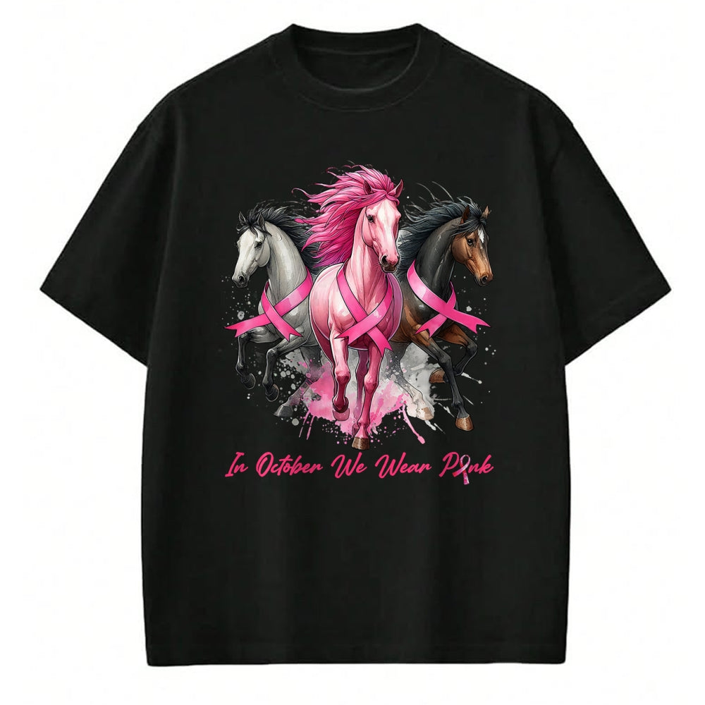Best Horse Lover Shirt , Funny Horse UnisexT-Shirt/Hoodie/Sweatshirt HLT00 - in October We Wear Pink Horse Breast Cancer Awareness Women T-Shirt