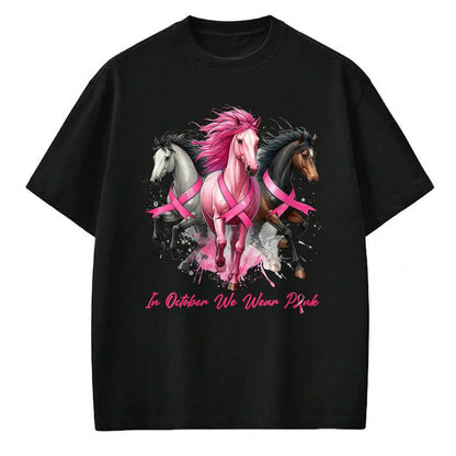 Best Horse Lover Shirt , Funny Horse UnisexT-Shirt/Hoodie/Sweatshirt HLT00 - in October We Wear Pink Horse Breast Cancer Awareness Women T-Shirt