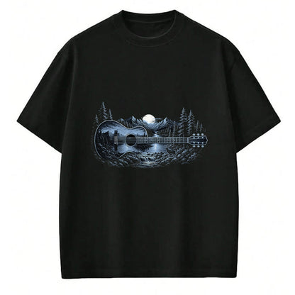 Guitar Lover Shirt, Funny Guitar UnisexT-Shirt/Hoodie/Sweatshirt HLT00 - Mountain Nature Scene Acoustic Guitar Men Women Guitarist T-Shirt