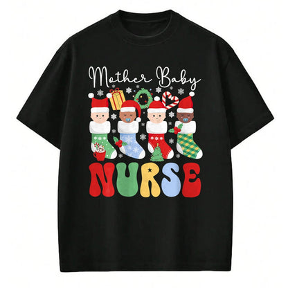 Funny Nurse Shirt, Nurse Unisex T-Shirt/Hoodie/Sweatshirt HLT00 - Mother Baby Nurse Christmas Professional Baby Wrapper T-Shirt