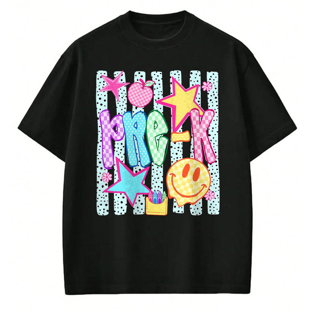 Best Teacher Shirt, Funny Teacher UnisexT-Shirt/Hoodie/Sweatshirt HLT00 - Back to School Colorful Pre K Checkered Girl Teacher T-Shirt