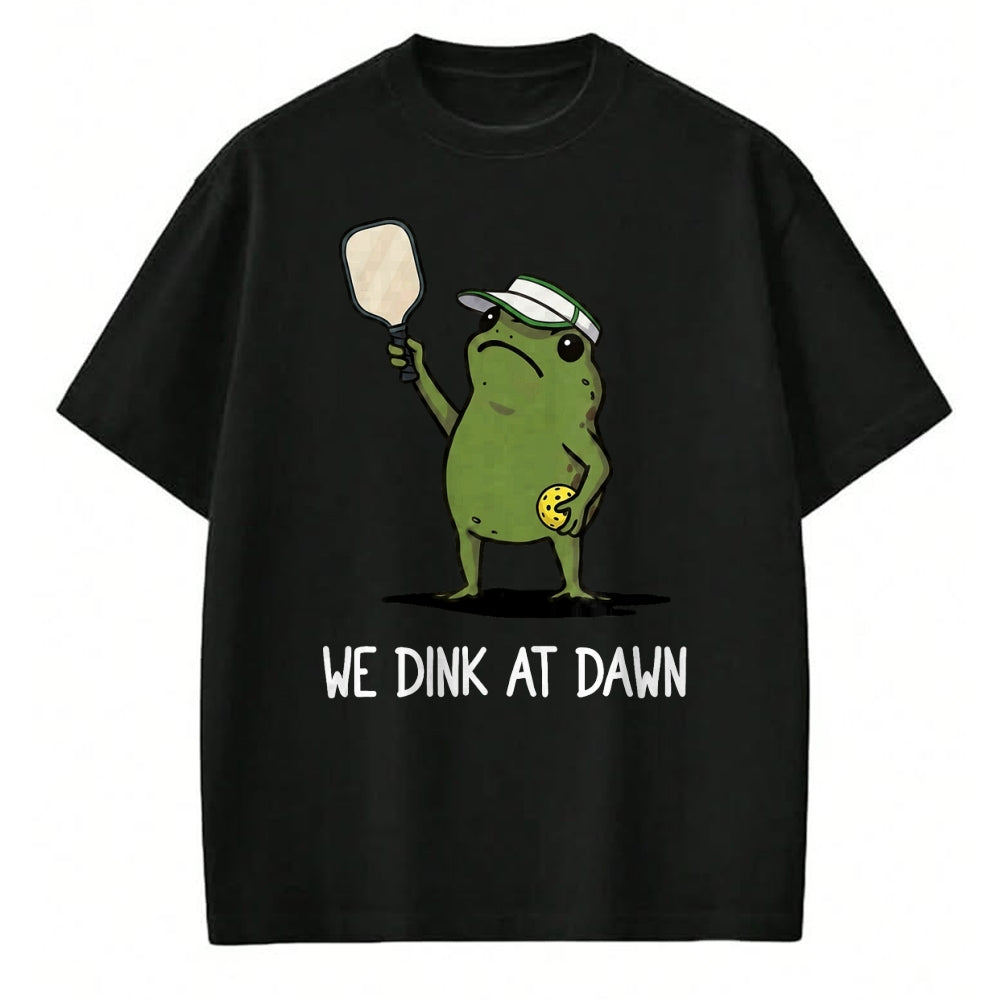 Funny Pickleball Shirt, Pickleball Lover Unisex T-Shirt/Hoodie/Sweatshirt HLT00 - We Dink At Dawn Funny Pickleball Frog T-Shirt