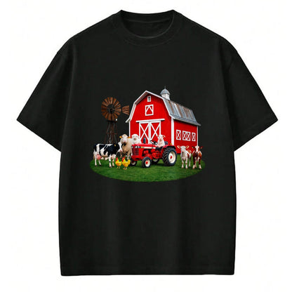 Best Farmer Life Shirt, Funny Farmer UnisexT-Shirt/Hoodie/Sweatshirt HLT00 - Red Barn Tractor with Farm Animals Country Living T-Shirt
