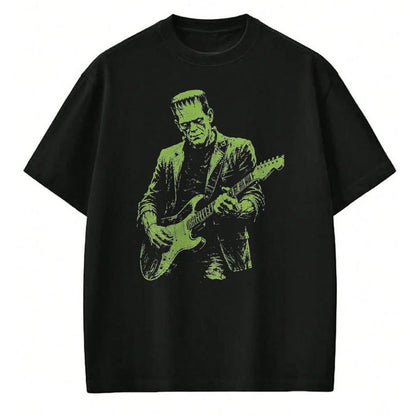 Guitar Lover Shirt, Funny Guitar UnisexT-Shirt/Hoodie/Sweatshirt HLT00 - Frankenstein Playing Guitar T-Shirt, Men, Black, X-Large