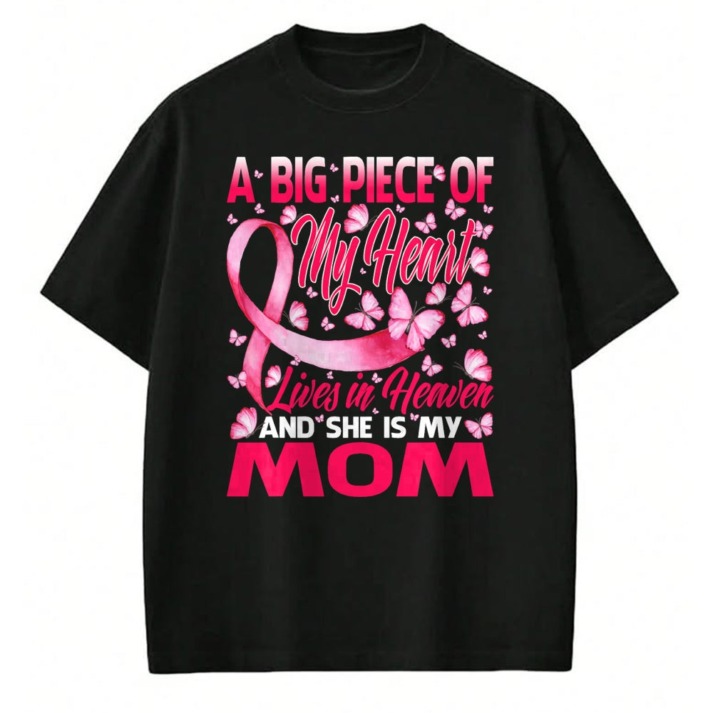 Gift for Mom Shirt, Funny Mom Unisex T-Shirt/Hoodie/Sweatshirt HLT00 - Mom In Heaven Butterfly Breast Cancer Awareness T-Shirt