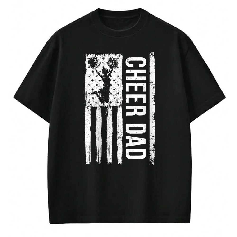 Gift for Dad Shirt, Funny Dad Unisex T-Shirt/Hoodie/Sweatshirt HLT00 – Cheer Dad Cheerleading American Flag Fathers Day Cheerleader T-Shirt