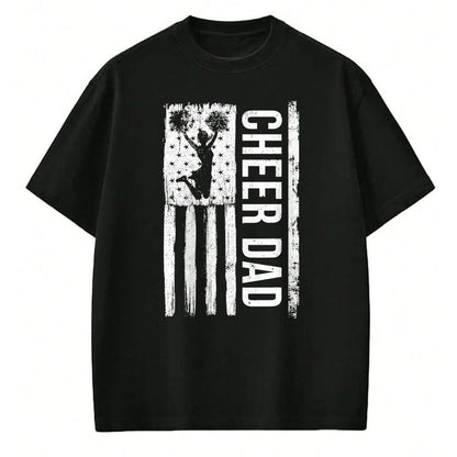 Gift for Dad Shirt, Funny Dad Unisex T-Shirt/Hoodie/Sweatshirt HLT00 – Cheer Dad Cheerleading American Flag Fathers Day Cheerleader T-Shirt