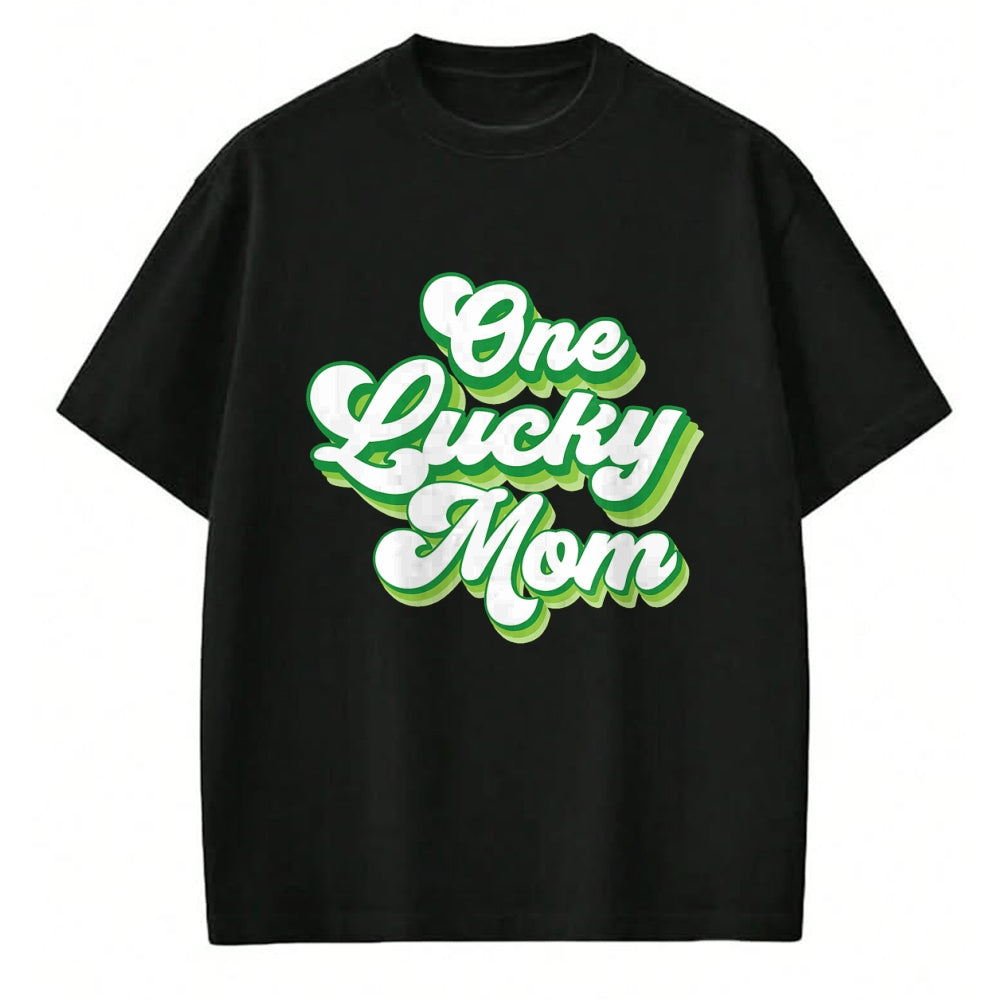Gift for Mom Shirt, Funny Mom Unisex T-Shirt/Hoodie/Sweatshirt HLT00 - One Lucky Mom Retro Vintage St Patrick_s Day T-Shirt